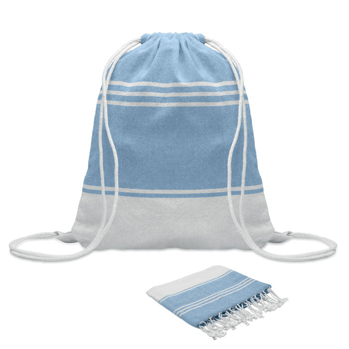 Hammam Beach Towel with Drawstring Bag – Recycled Cotton Blend