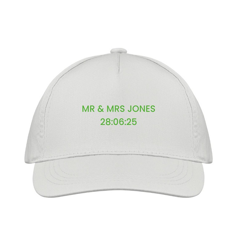 Personalised Wedding Guest Cap – Custom Embroidered Hat for Mallorca Events