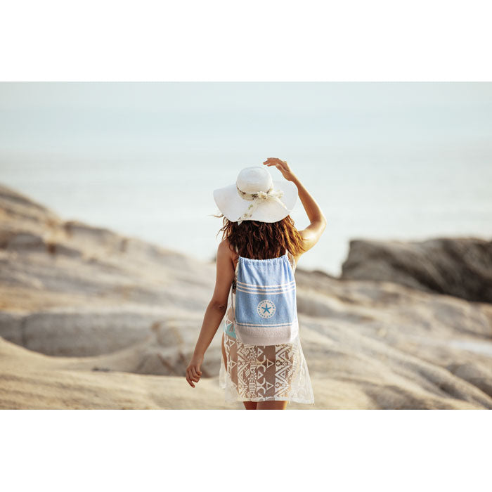 Hammam Beach Towel with Drawstring Bag – Recycled Cotton Blend