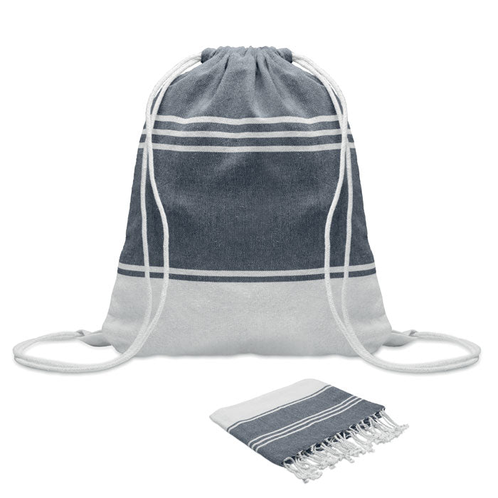 Hammam Beach Towel with Drawstring Bag – Recycled Cotton Blend