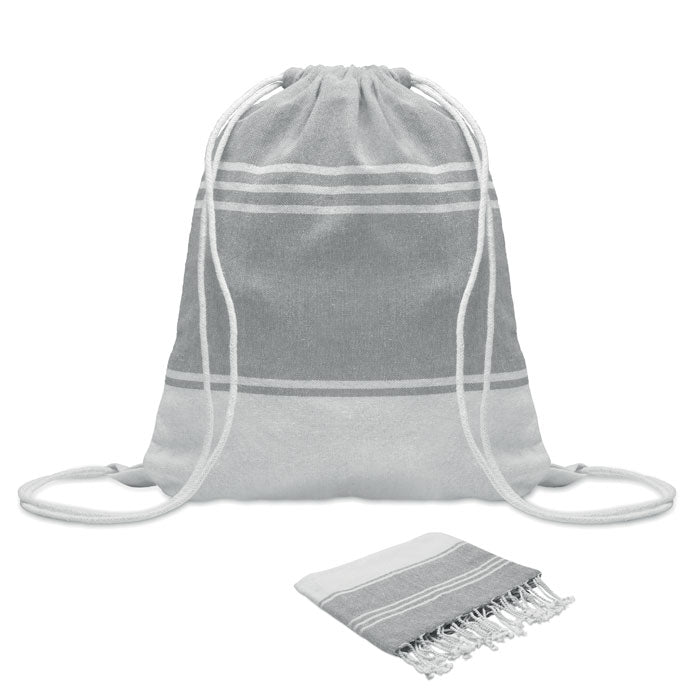 Hammam Beach Towel with Drawstring Bag – Recycled Cotton Blend